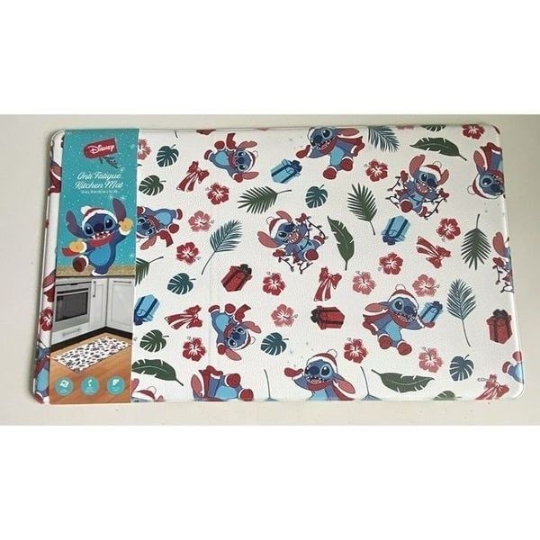 Disney Stitch Anti Fatigue Kitchen Mat 18 X 30” Christmas Santa Hat Holiday NEW