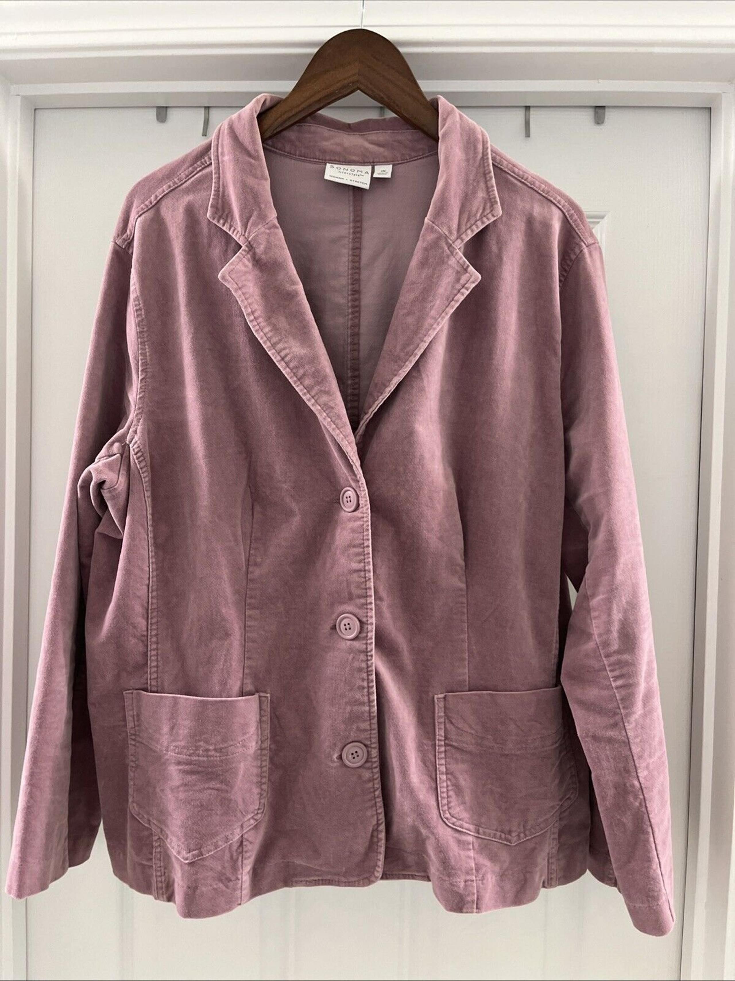Sonoma Women’s Stretch Faux Suede Long Sleeve Mauve Blazer 1X