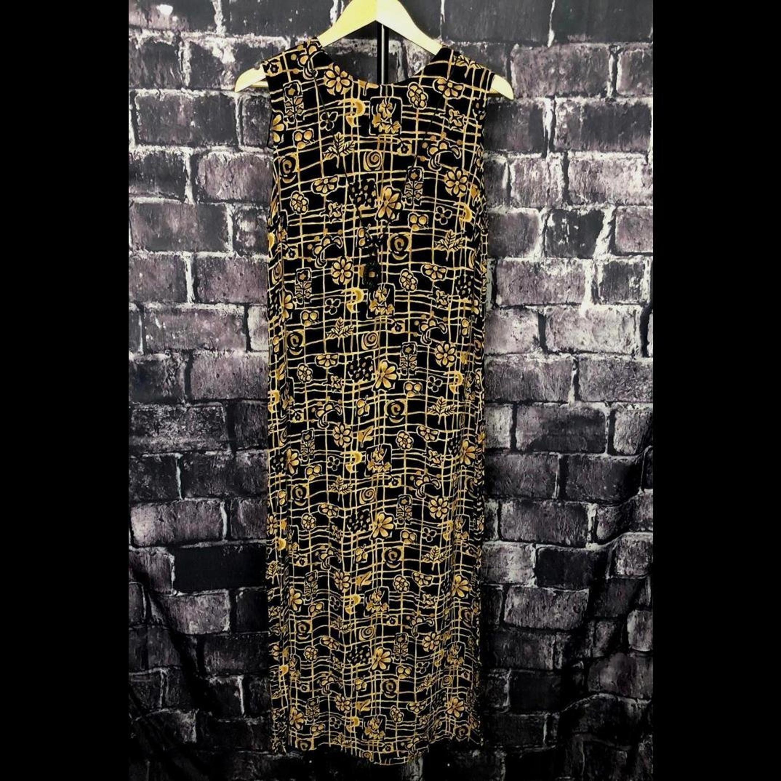 SAG HARBOR Black & Gold Floral Maxi Dress - Size 10