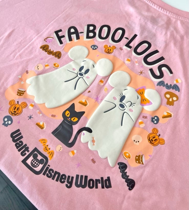 Disney World 2025 Halloween Mickey & Minnie Cutie Ghost Faboolous Pink Shirt L