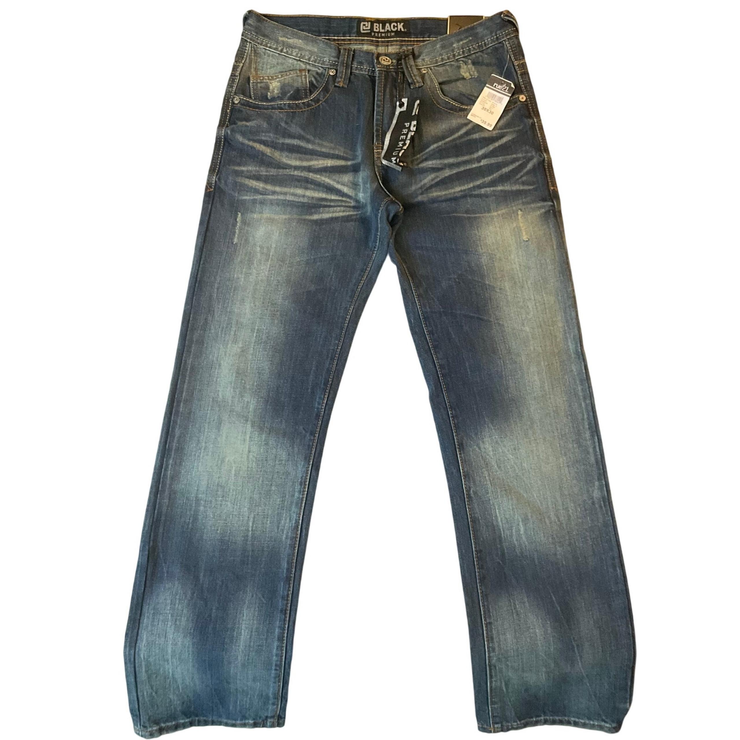Rue 21 Black Premium Men jeans size 30x30 Blue Low Rise Slim Straight Leg NWT