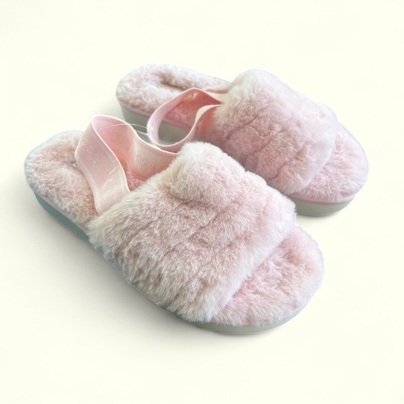 Koolaburra by UGG Women's pink fuzz pale blush back strap comfort sandals US 6M