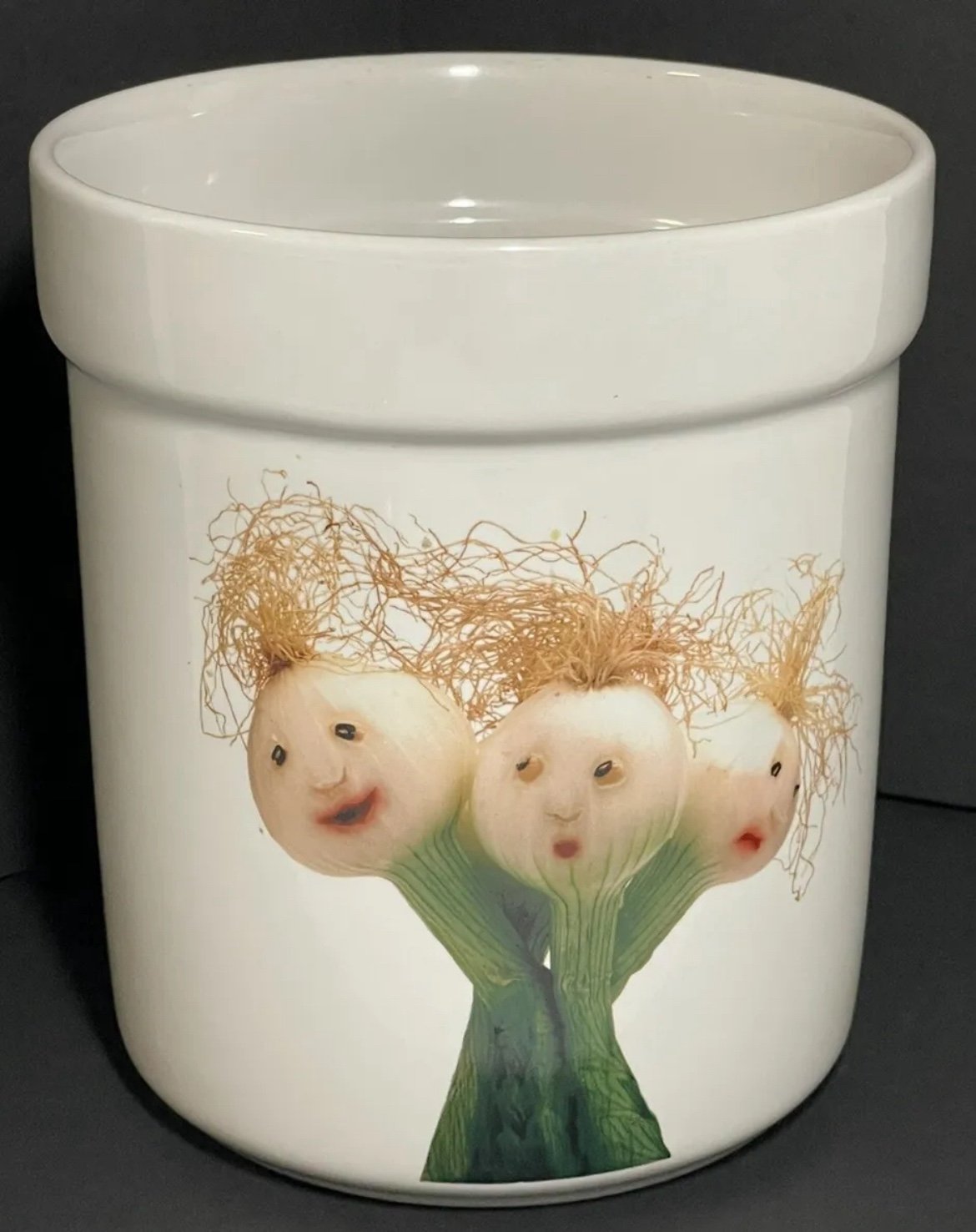 Vintage Freymann Effers Play with Your Food Ceramic Utensil Holder 3 Scallions