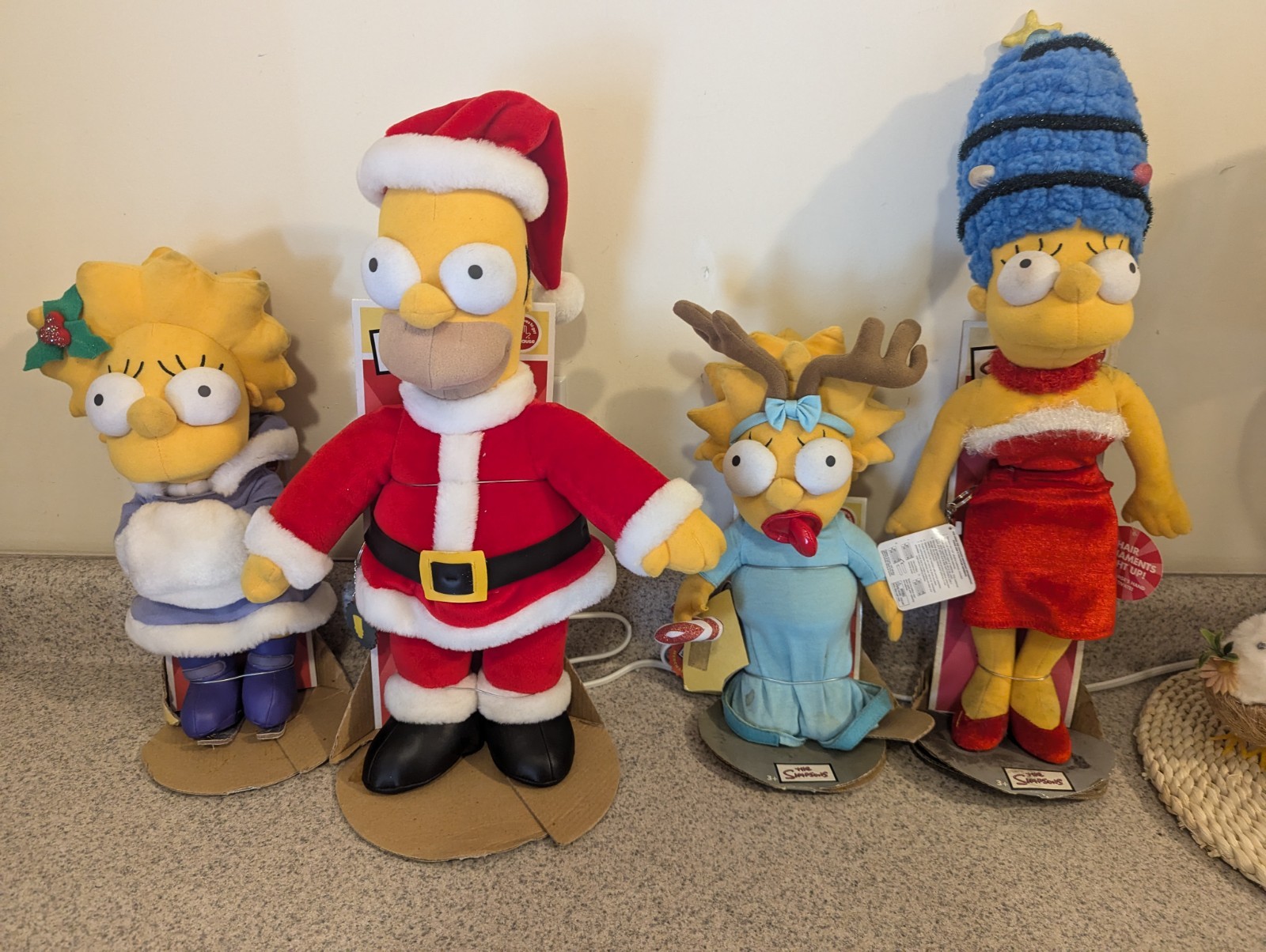 Vtg The Simpsons Holiday Homer Marge Maggie Lisa Plush Xmas Applause In Package