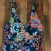 BCBG Maxazaria one piece women’s swimsuit bathing suit blue floral NEW SZ M