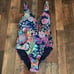 BCBG Maxazaria one piece women’s swimsuit bathing suit blue floral NEW SZ M