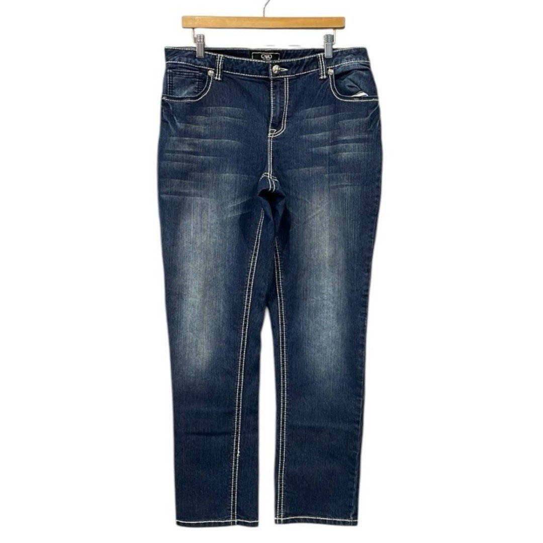 CATO Womens 16W embellished jeans Slim Fit Stretch Mid Rise Rodeo Thick Stitch