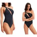 Seafolly One-Shoulder Cutout One-Piece Swimsuit True Navy Blue NWT size 4