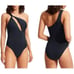 Seafolly One-Shoulder Cutout One-Piece Swimsuit True Navy Blue NWT size 4