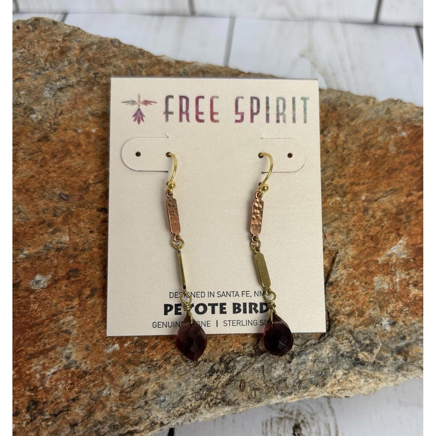NEW Peyote Bird Sterling Brass Garnet Drop Earrings J041