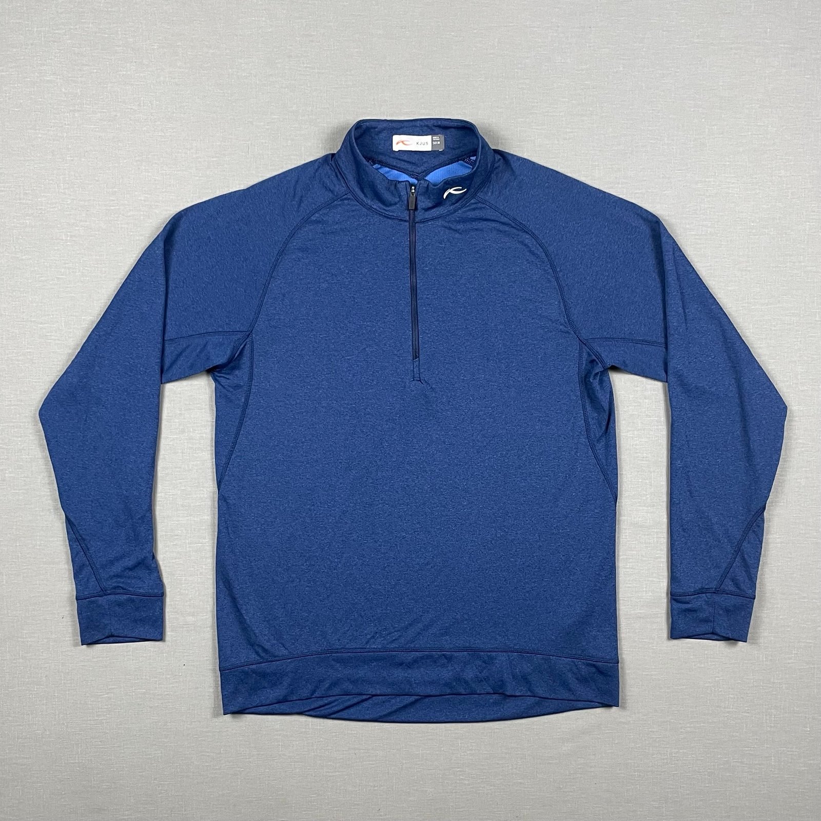 KJUS 1/2 Zip Pullover Mens Medium 50 Blue Keano Long Sleeve Midlayer Performance