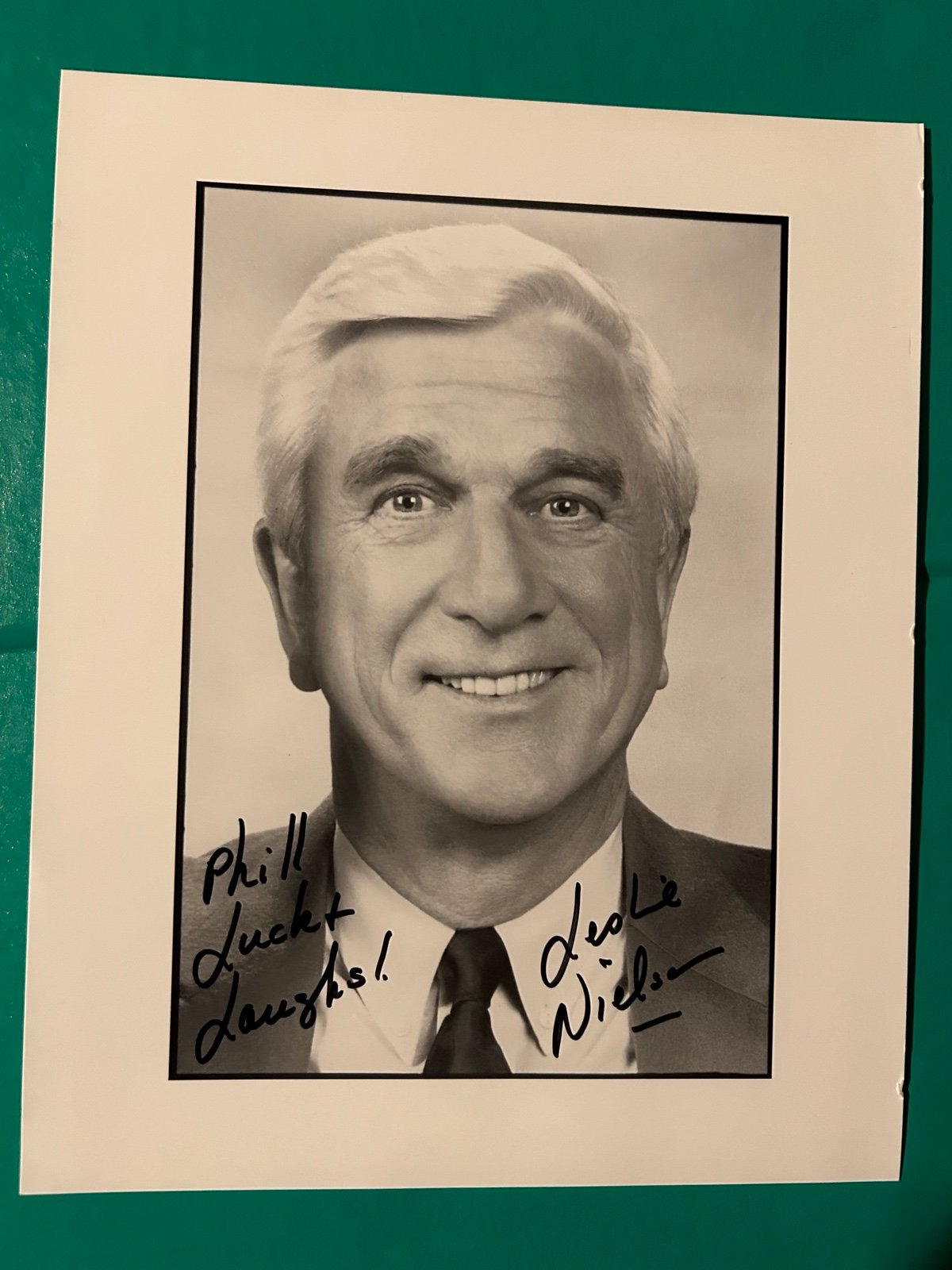 Leslie Nielsen American Actor 8 x 10” B/W Picture Signed Personalized