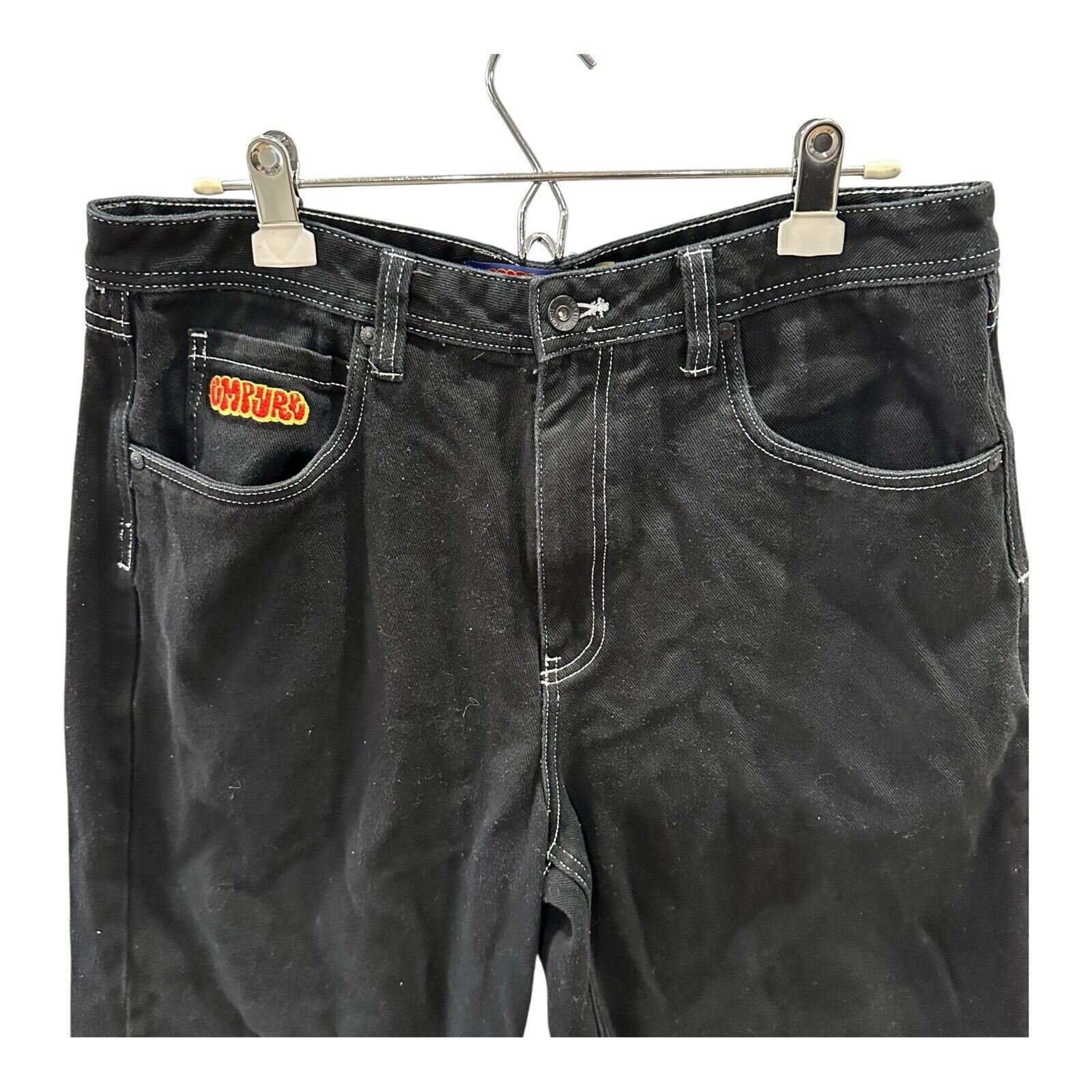 Empyre Mens Relaxed Baggy Fit Denim Jeans Size 34 Black Skate Y2K Street Wear