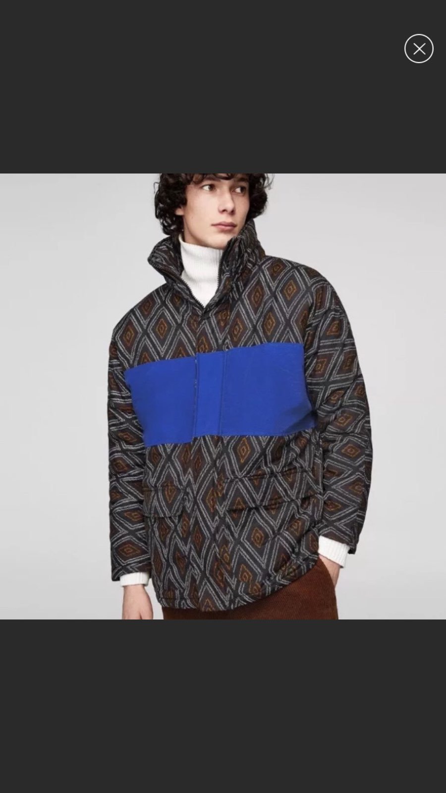 Zara Mens Tribal Puffer Jacket