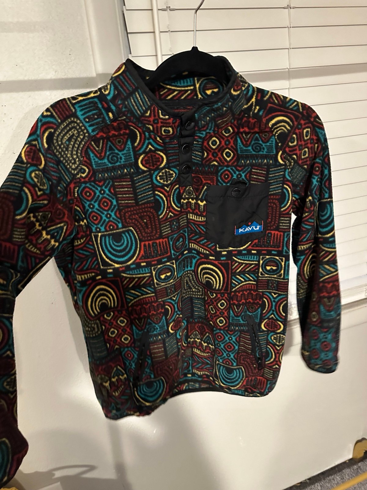Kavu Teannaway Fleece Sweatshirt Vibes Retro 1/4 Snap Zip Pockets