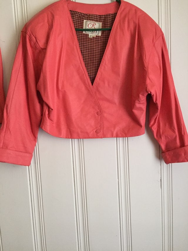 Vintage genuine leather skirt & jacket