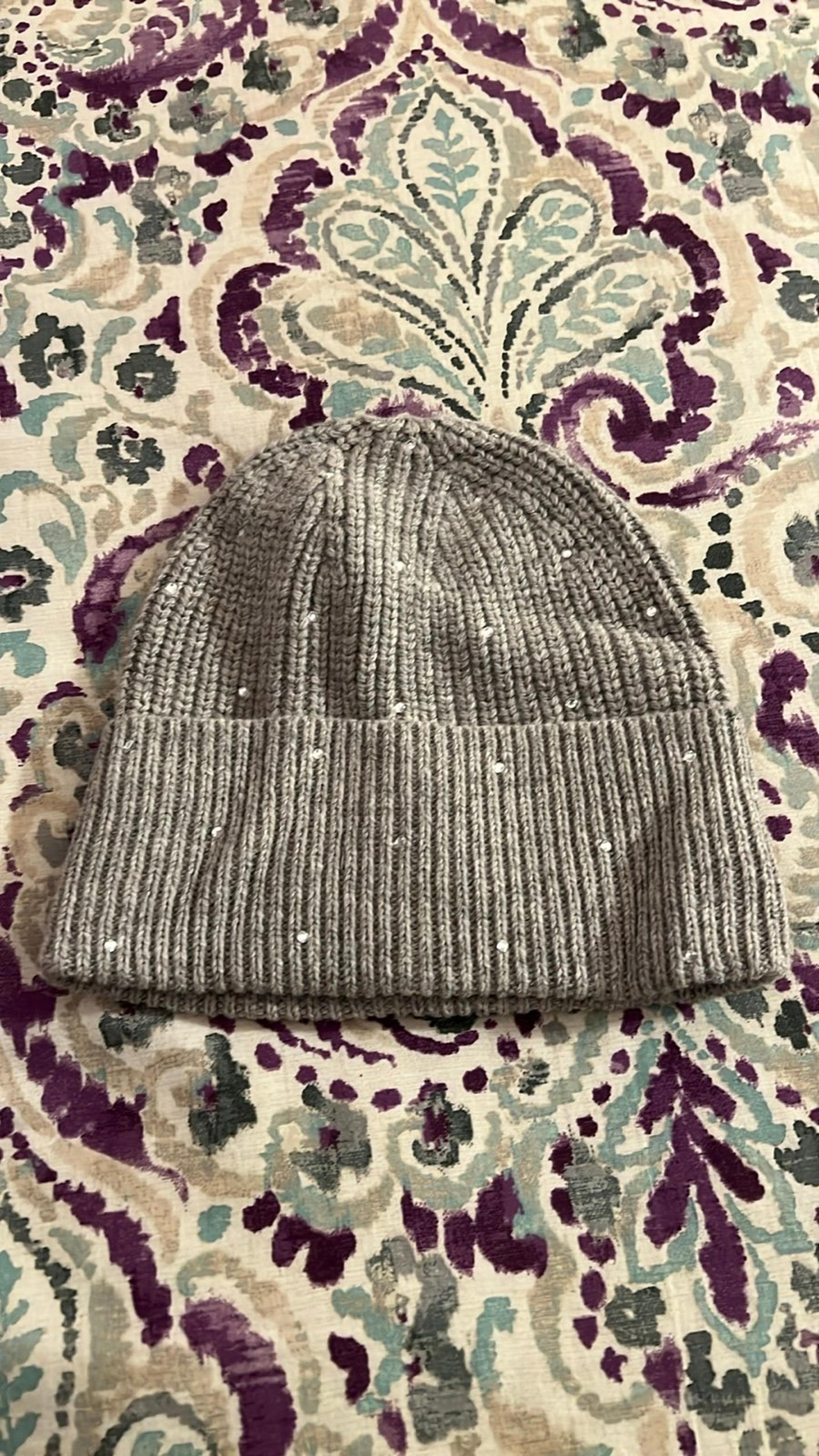 Banana Republic Grey Slouchy Knit Beanie Rhinestone Hat