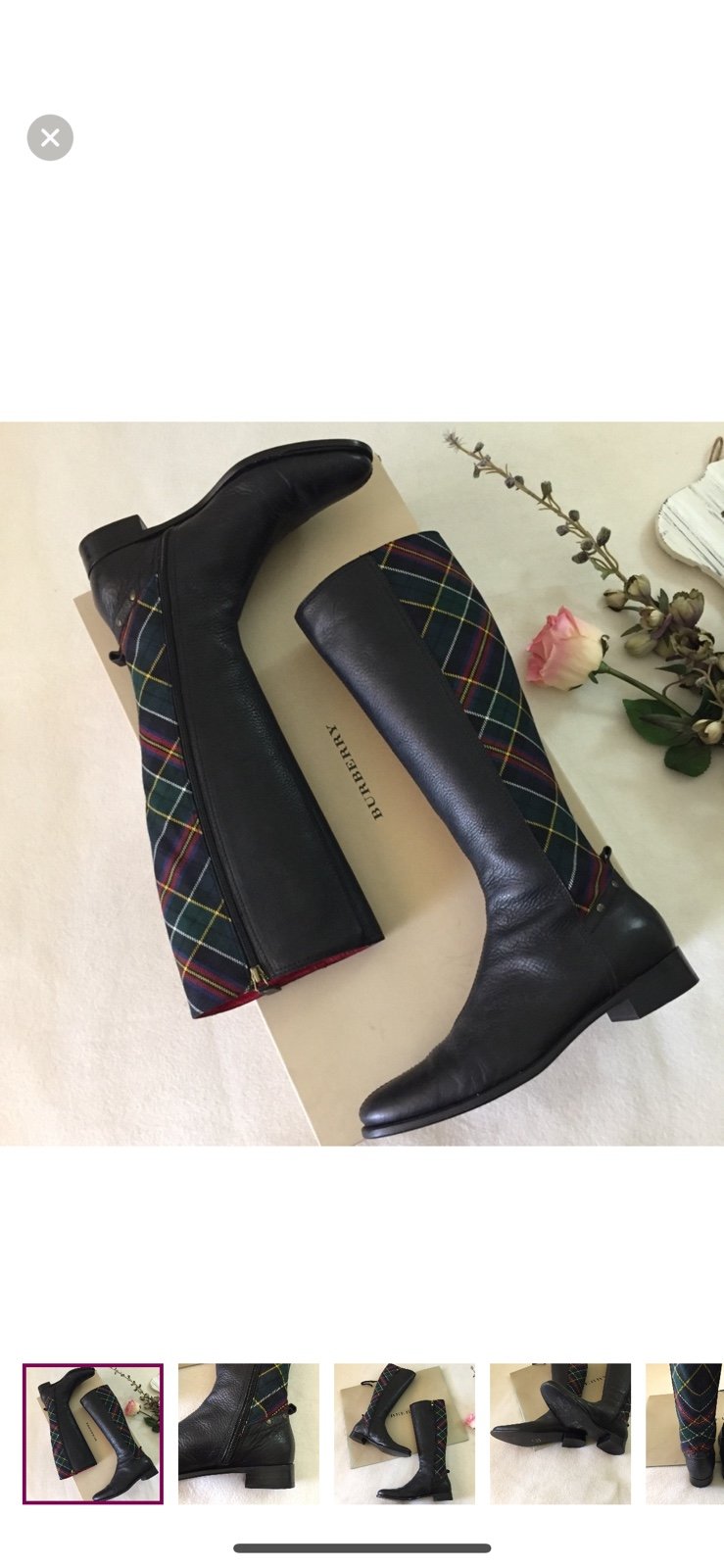 Authentic Burberry Boots with tartan check sz 39.5