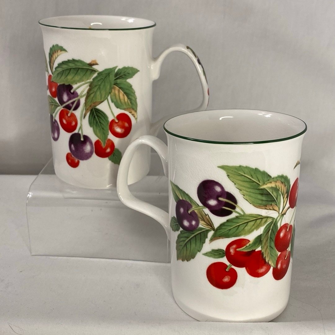 Lot of 2 ~ Roy Kirkham ~ 1990 Cherry Fruit Garden Collection Mugs