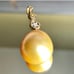 14K Gold Diamond and Pearl Pendant NWOT