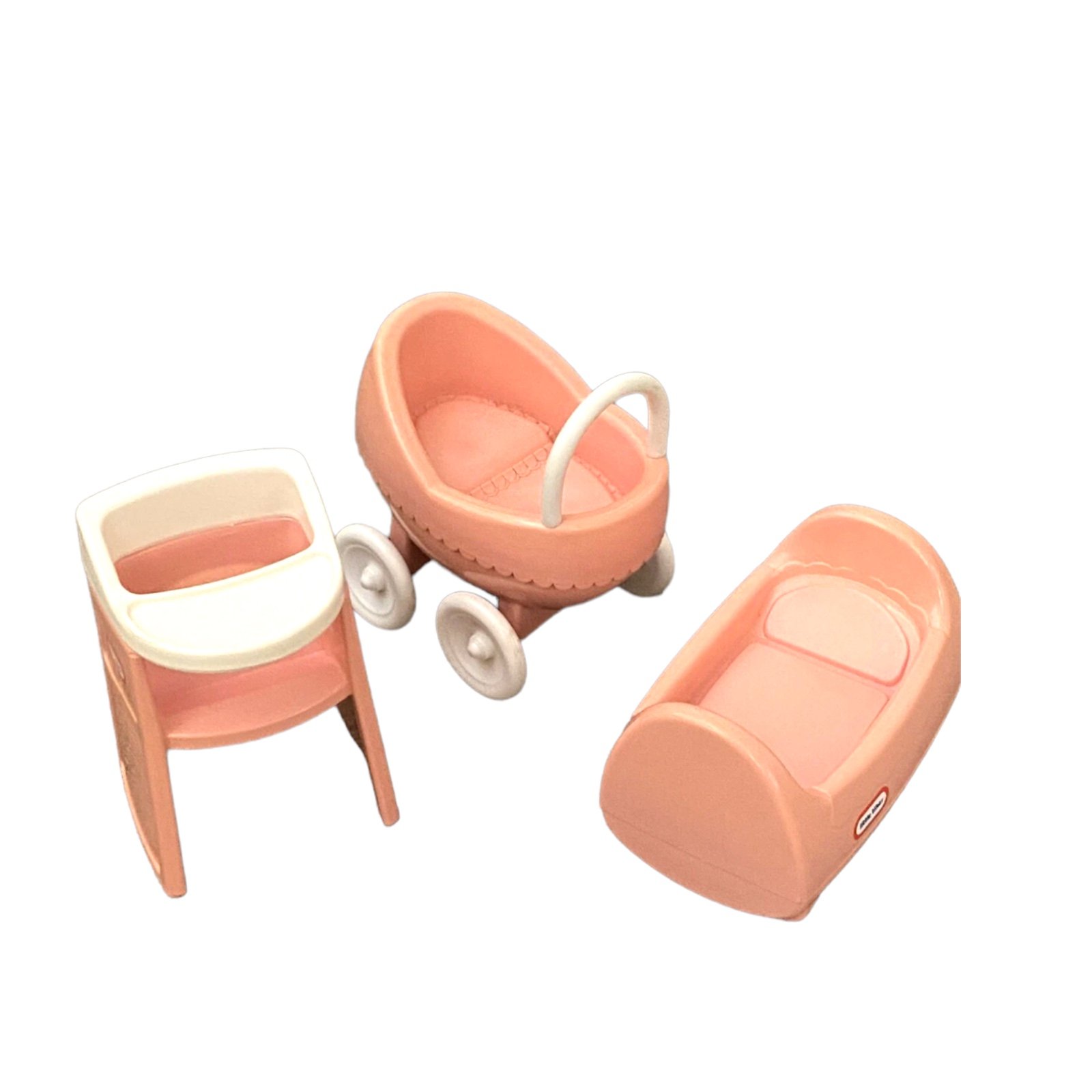 Vintage Little Tikes Dollhouse Mini BABY BUGGY Doll STROLLER Furniture Pink