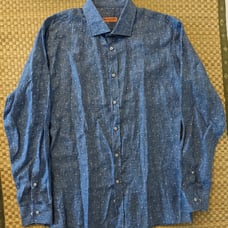 LNWOT Saryan's Arthur Linen Blend Shirt Blue Men's Size Large Made in Italy