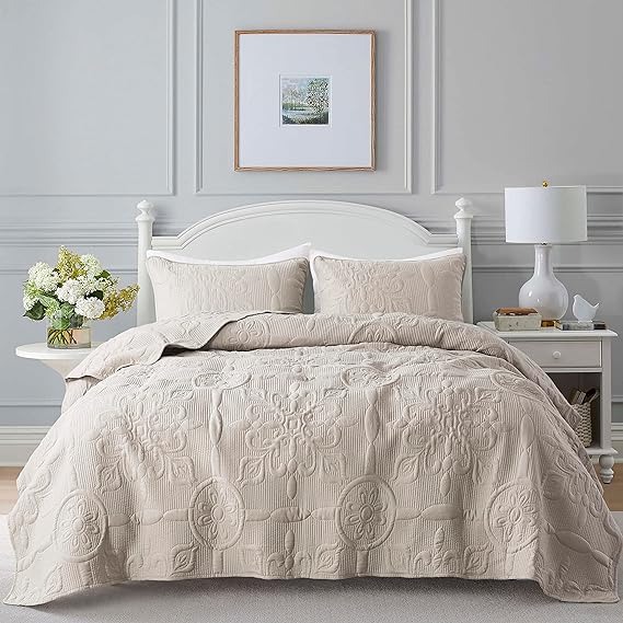 Damask Quilt King Size Bedding Sets with, All Season -weu7