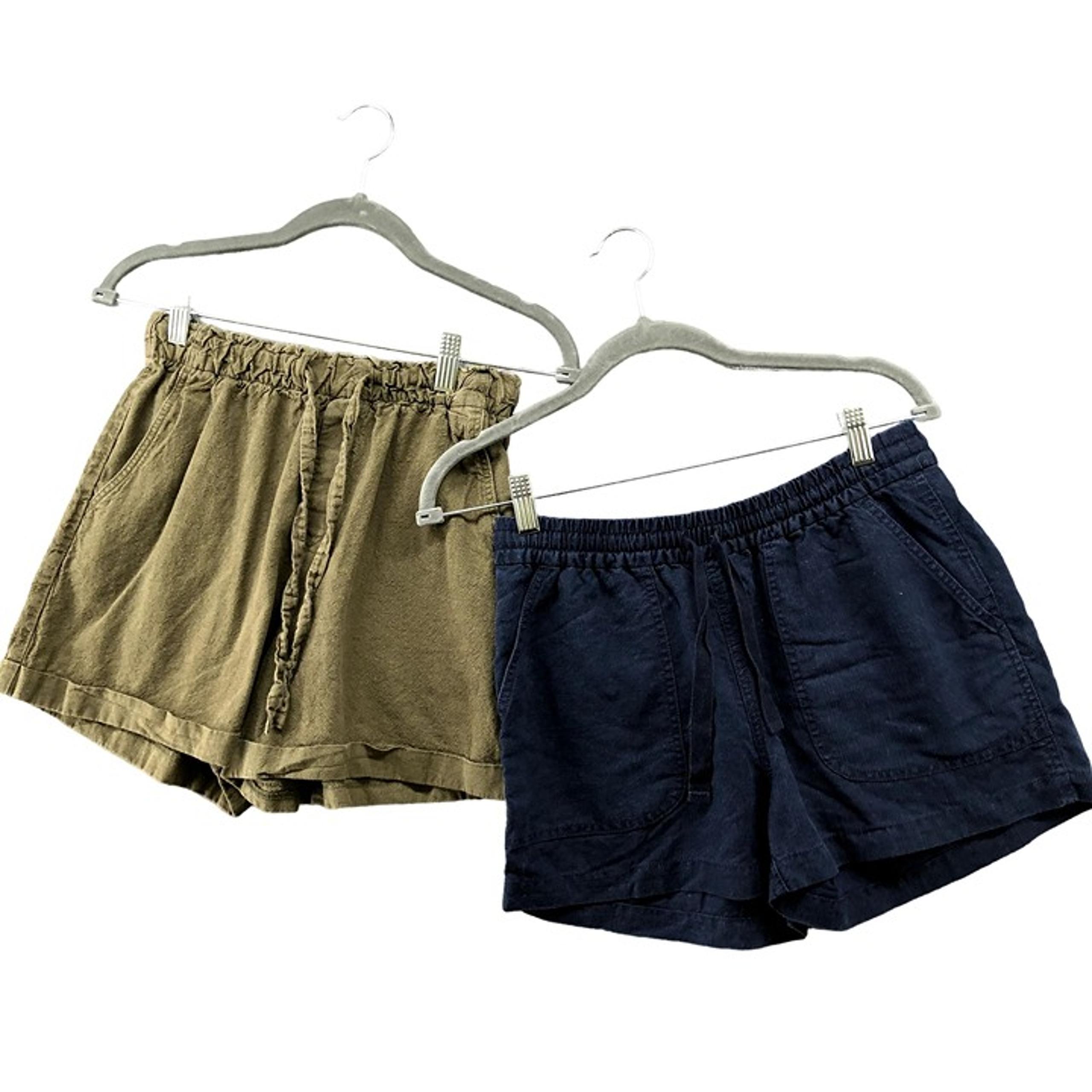 Uniqlo J. Crew Linen Blend Shorts BUNDLE Womens XS Pull On Drawstring Mid High