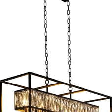 Crystal Chandeliers for Dining Room, Rectangle 6-Light Modern Farmhouse Chandeli
