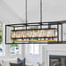 Crystal Chandeliers for Dining Room, Rectangle 6-Light Modern Farmhouse Chandeli