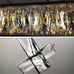 Crystal Chandeliers for Dining Room, Rectangle 6-Light Modern Farmhouse Chandeli