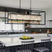Crystal Chandeliers for Dining Room, Rectangle 6-Light Modern Farmhouse Chandeli
