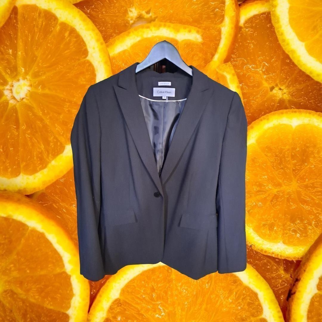 Calvin Klein Black 1 Button Blazer with Front Pockets Size 8