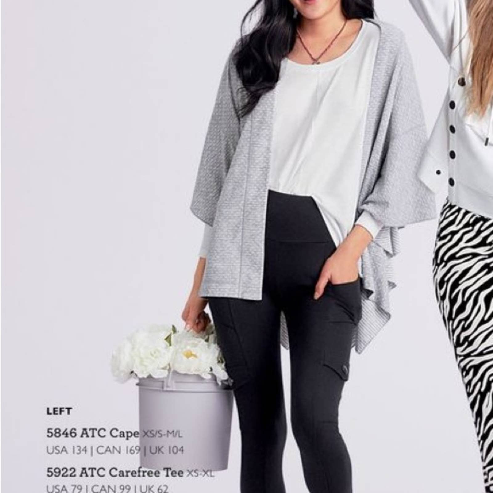Cabi ATC Cape Reversible Topper in Gray & White - Size M/L - Spring 2021