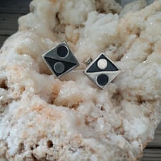 Vintage Modernist Geometric Sterling Cufflinks MCM Minimalist Art Deco Unique