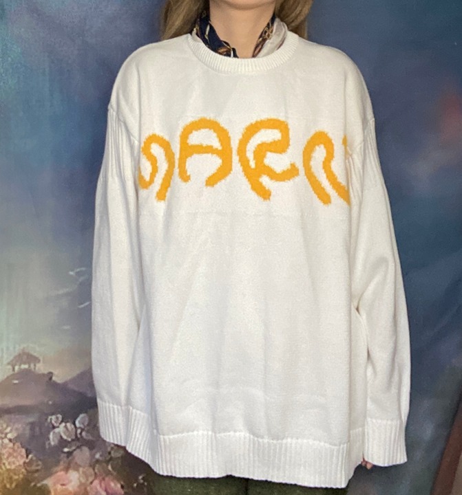 Marni Wool Pullover Sweater/White Crewneck Sweater for Men Women XLarge