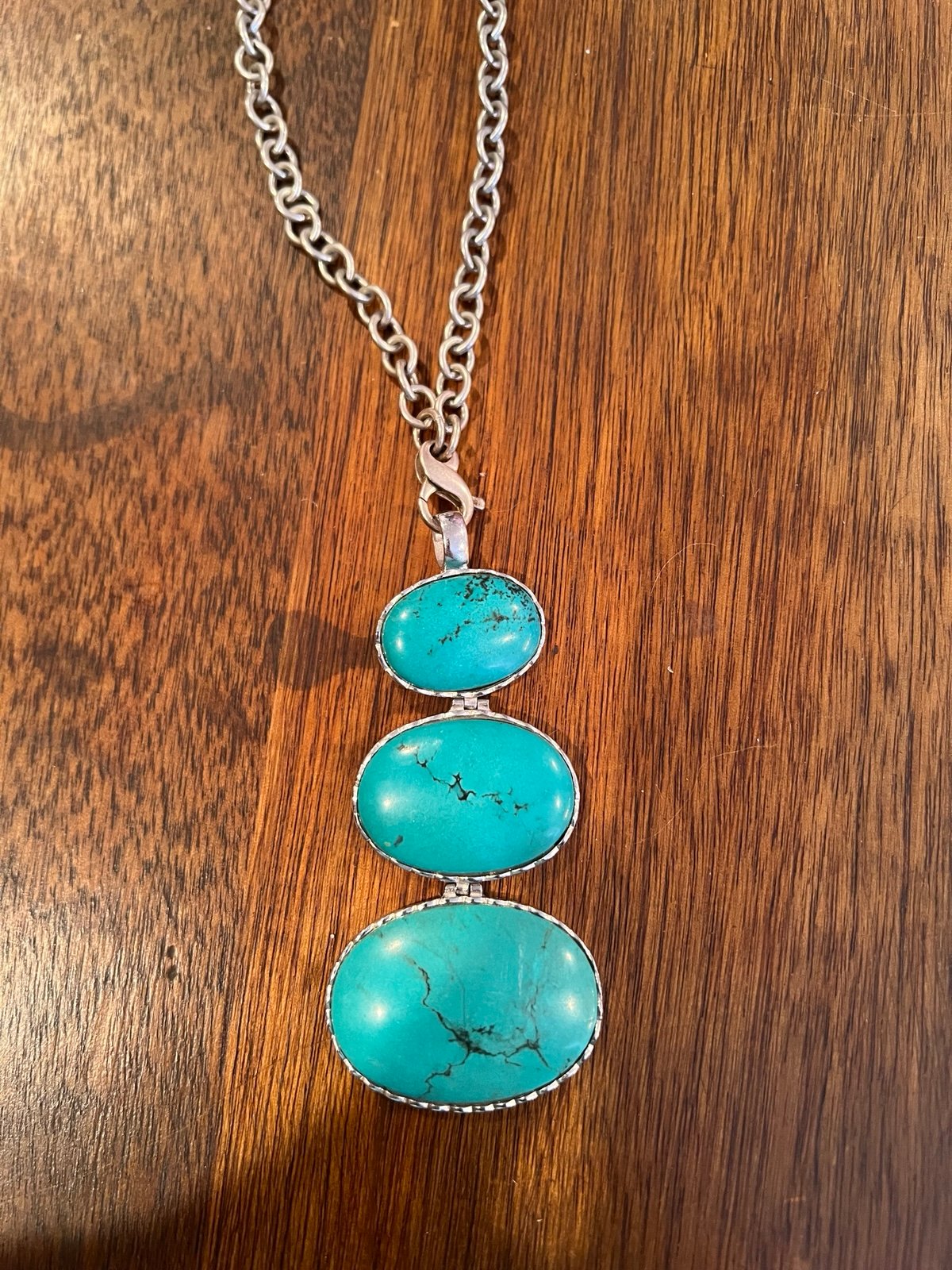 Vintage qvc triple turquoise pendant and necklace