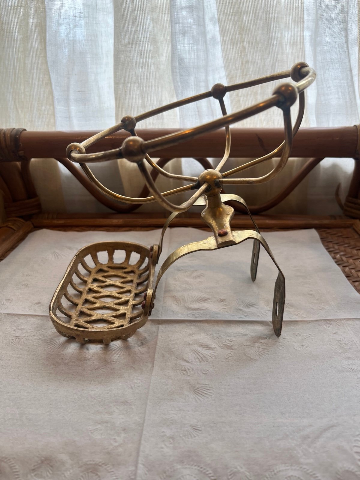 Antique Victorian Solid Brass Soap Holder / Accessory Dish for Clawfoot Bathtub
