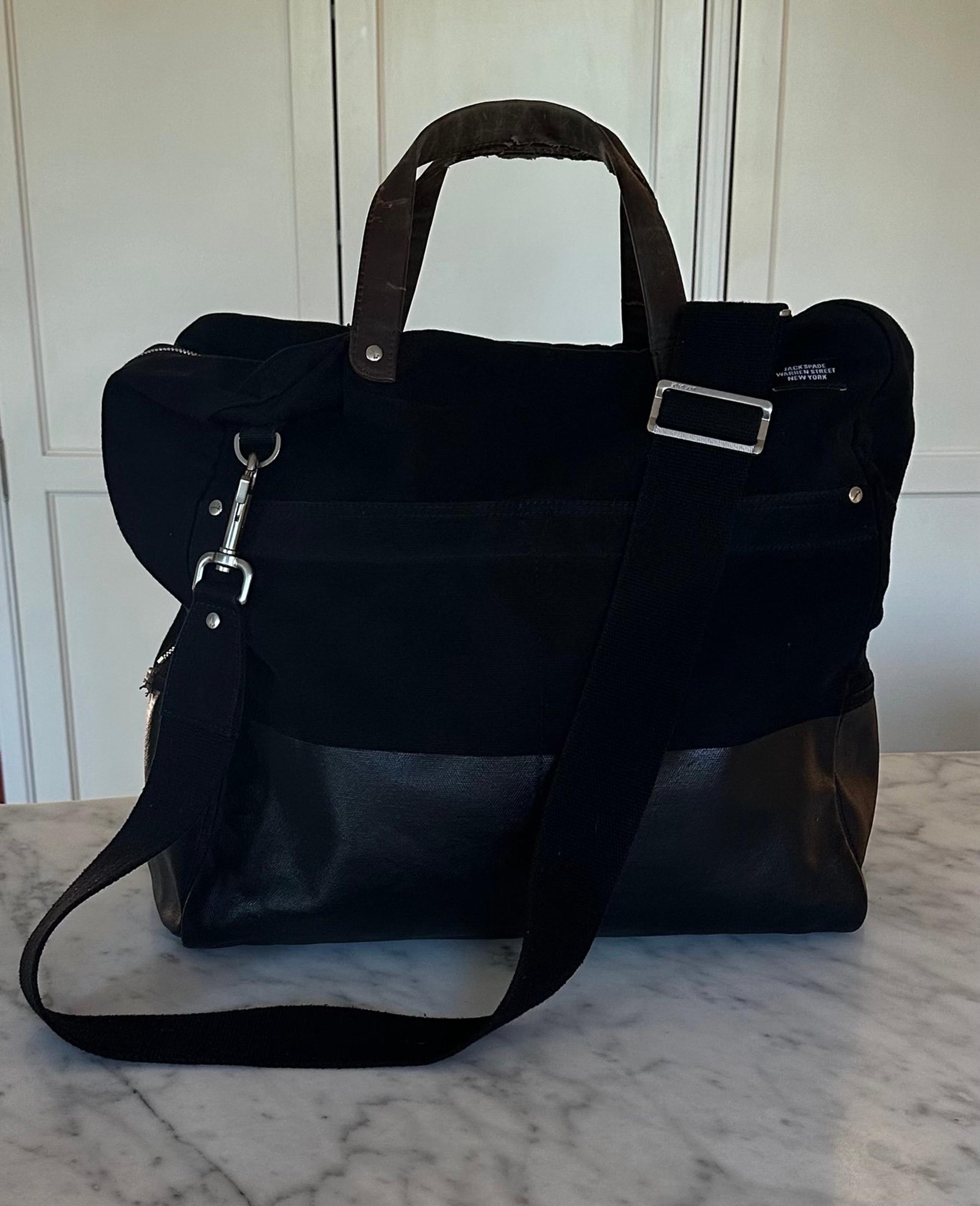 JACK SPADE Black Cotton Canvas Waxed Weekend Bag
