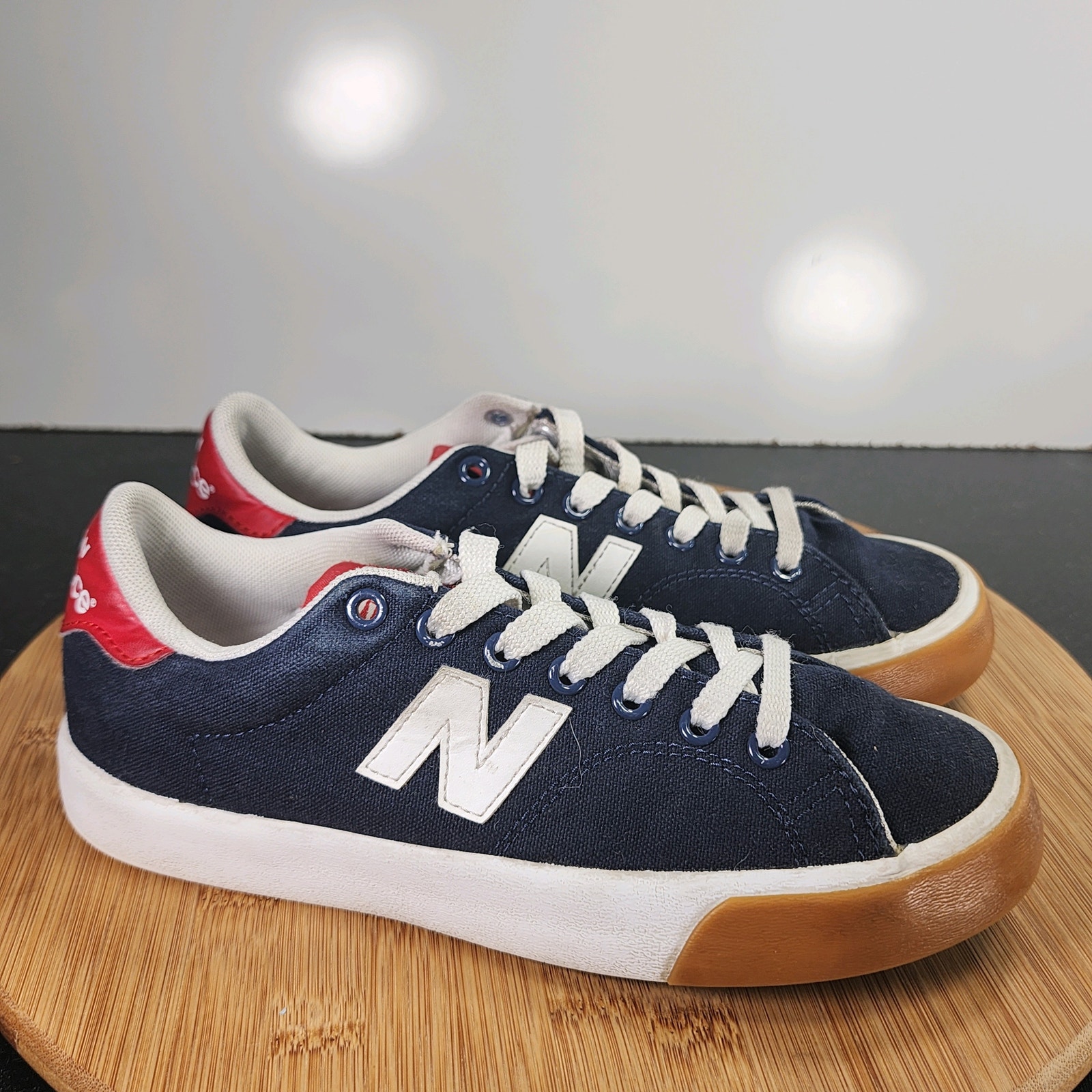 Sz 4.5 Youth New Balance 210 Low 010166 Blue Red Casual Canvas Sneakers