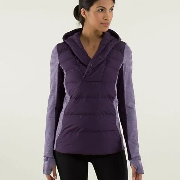 Lululemon Women's Purple Fluff Off Down Hooded Puffer Pullover Size 10