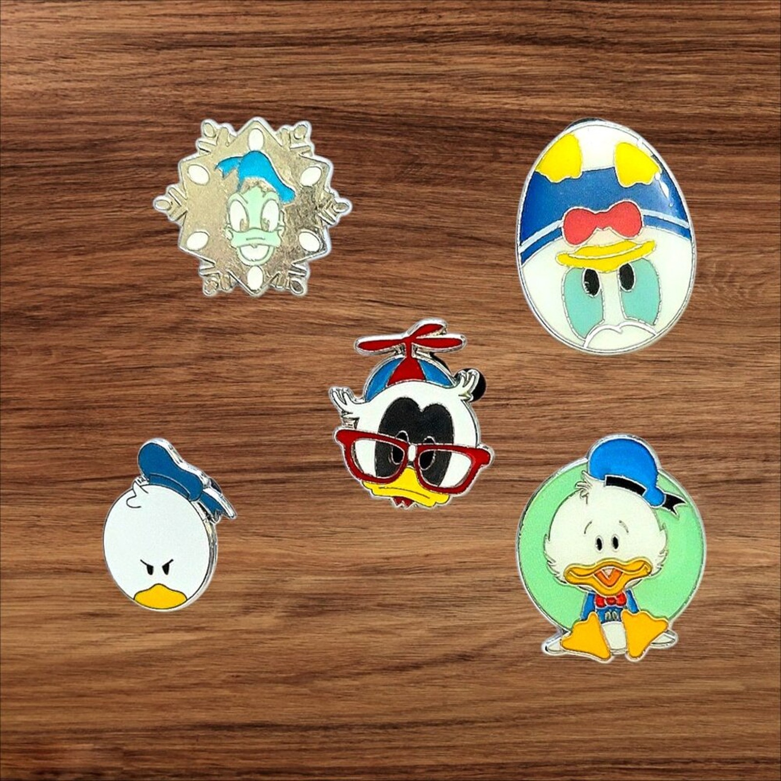 5 Donald Duck Disney Parks Trading Pins, Plus 2 Bonus Pins