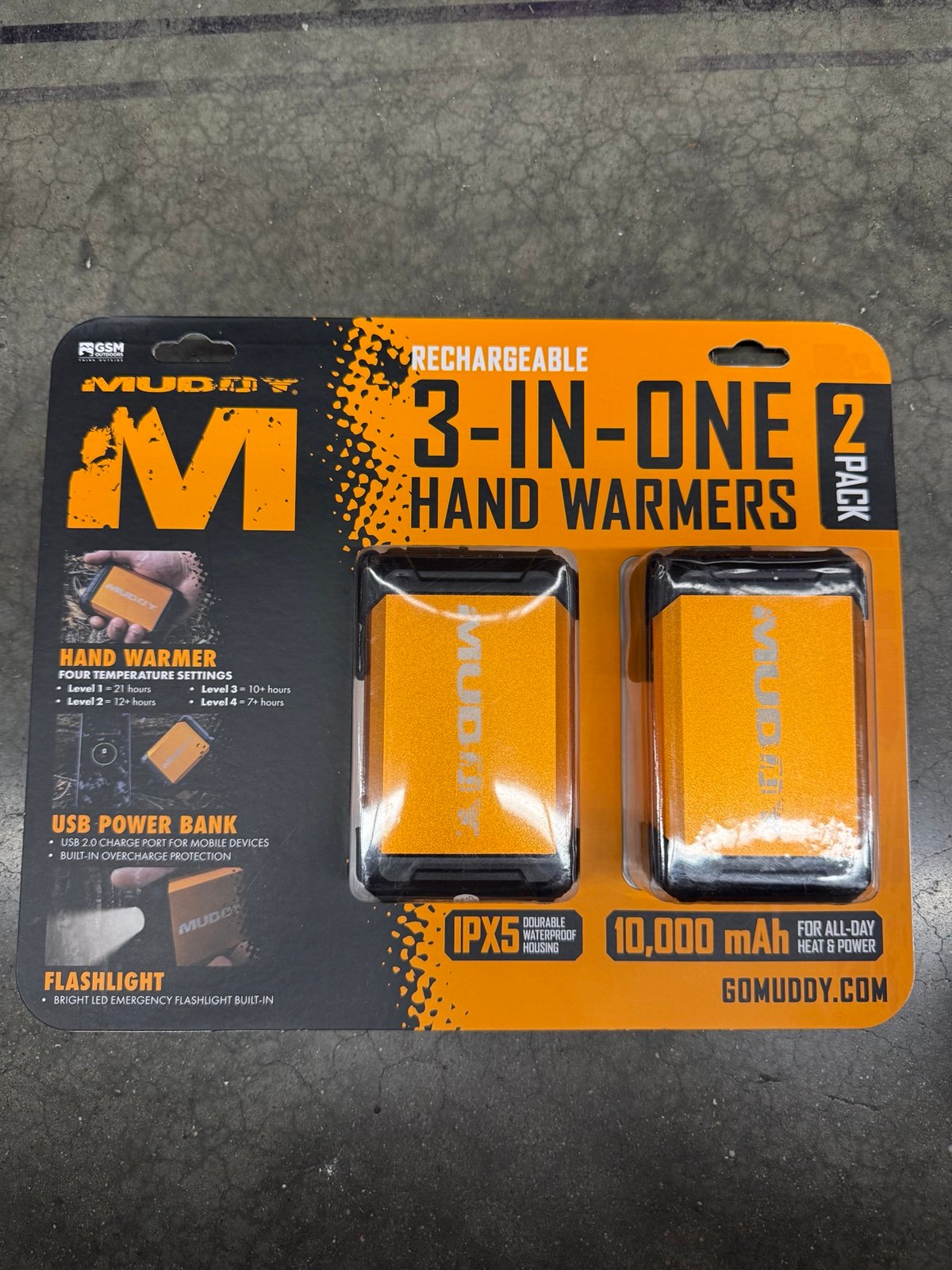 Muddy 3-in-1 Rechargeable Hand Warmers (MUDHW2PK) - 2 Pack