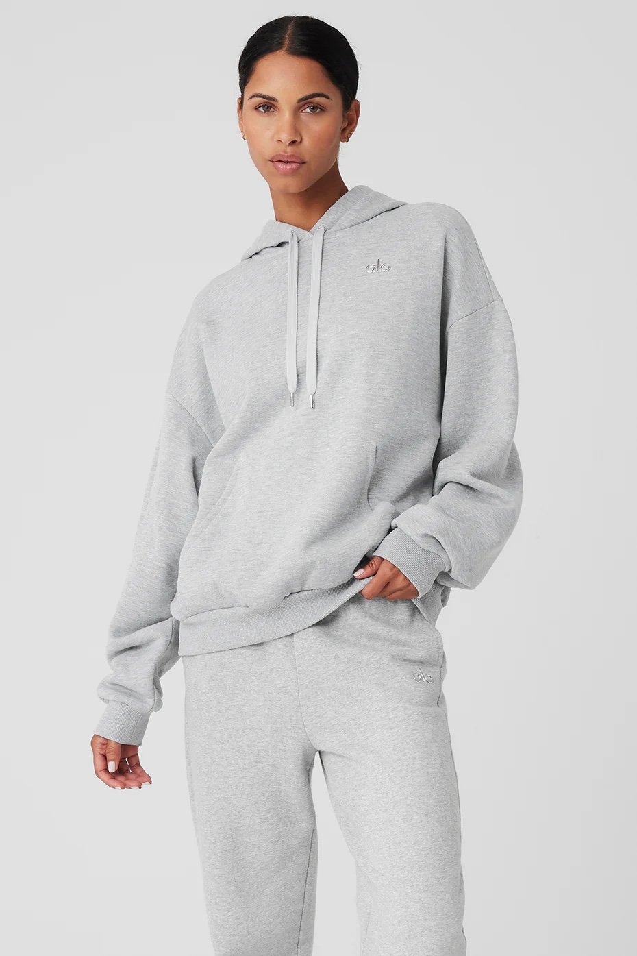 ALO ACCOLADE HOODIE HEATHER GREY SMALL