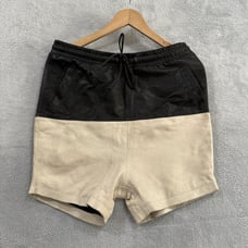 One Teaspoon Genuine Leather Shorts Men XS Black Beige Colorblock