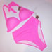 Victoria Secret PINK Swim Bikini Medium Top & Bottom Neon Pink Triangle Push Up