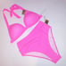 Victoria Secret PINK Swim Bikini Medium Top & Bottom Neon Pink Triangle Push Up