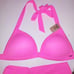 Victoria Secret PINK Swim Bikini Medium Top & Bottom Neon Pink Triangle Push Up