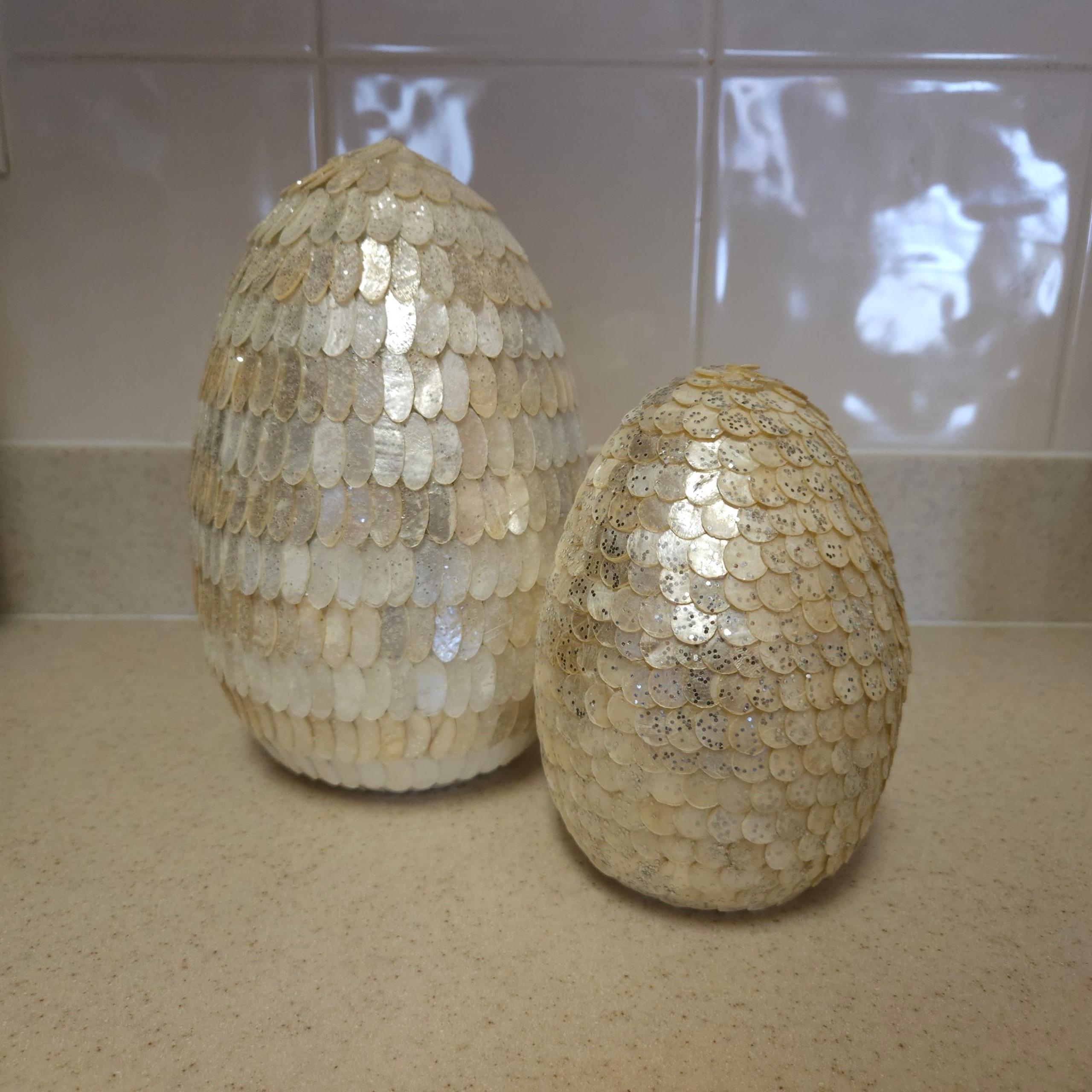 Pier 1 Vintage Capiz Scaled Shell Decorative Eggs