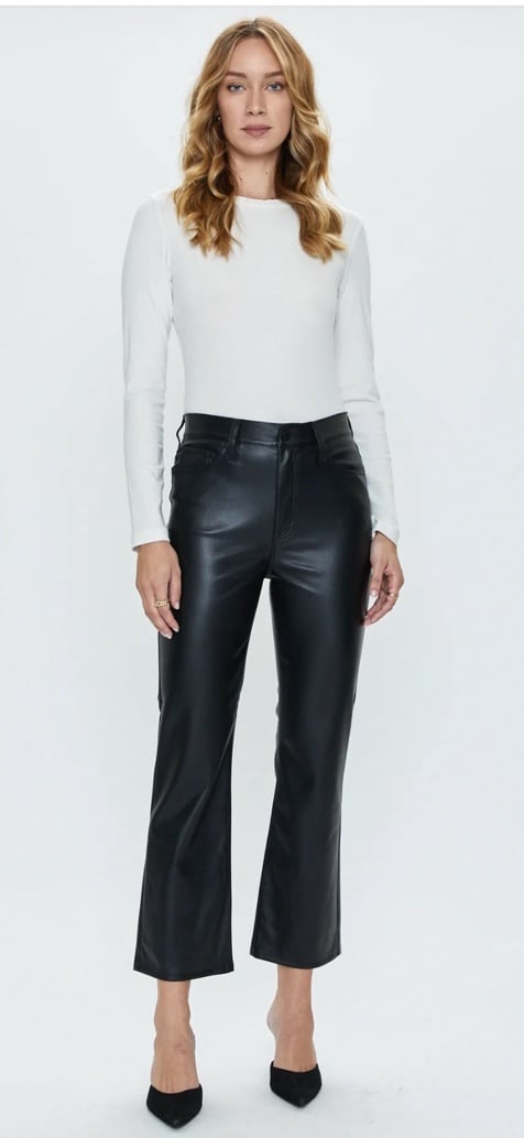Pistola Lennon High Rise Cropped Boot Pant in Slate Black. Size 26